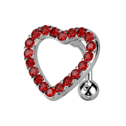 Cuore dargento a banana con cristalli dargento