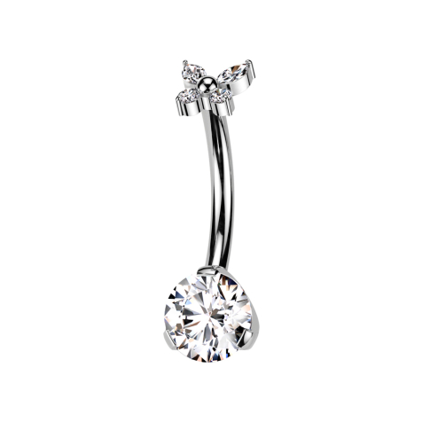 Threadless Banane silber einfacher Schmetterling silber Kristalle silber und Kristall silber gefasst