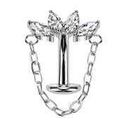 Threadless Labret-Stab Banane silber Fächer vier...