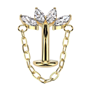 Barra labret senza filettatura banana placcata oro...