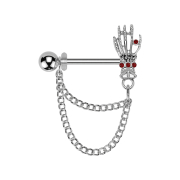 Barbell silver with two balls pendant spider