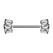 Barbell senza filettatura argento con due tre cristalli...