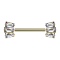 Threadless barbell gold-plated with two three baguette crystals silver