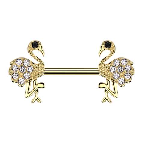 Barbell argent feuille cristaux argent