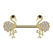 Barbell argent feuille cristaux argent