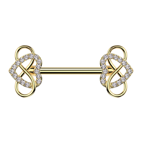 Barbell argent feuille cristaux argent