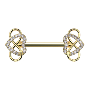 Barbell argent feuille cristaux argent