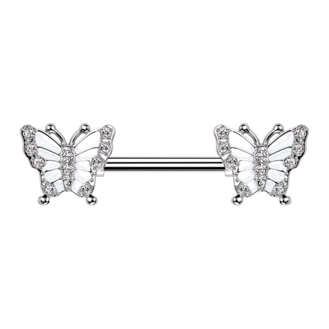 Barbell silver leaf crystals silver