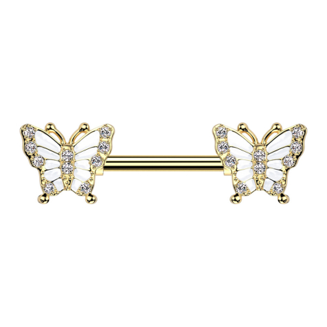 Barbell argent feuille cristaux argent