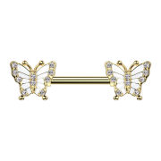 Barbell argent feuille cristaux argent