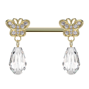 Barbell argent feuille cristaux argent