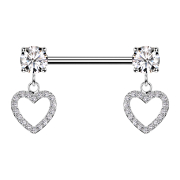 Barbell argent feuille cristaux argent