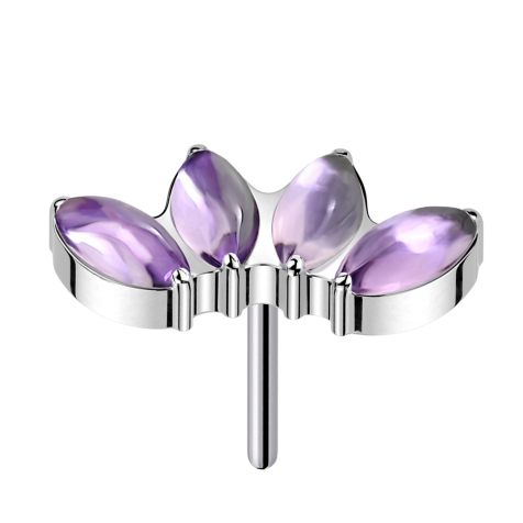 Threadless silver four oval amethyst stones