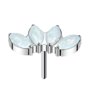 Threadless argento quattro opali bianchi