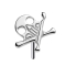 Threadless skull with crossed bones, silver