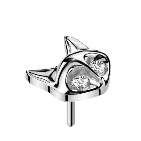 Threadless Renard argenté deux yeux cristal argenté