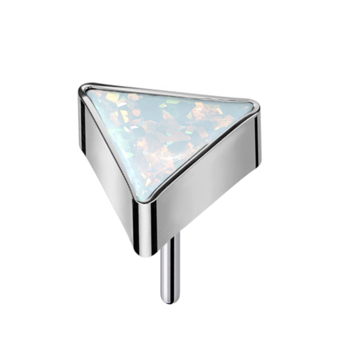 Threadless triangle argent opale blanche