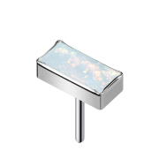 Threadless rettangolare argento opale bianco