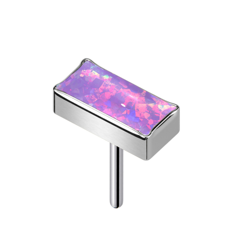 Threadless rettangolare argento opale viola
