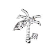 Threadless silver palm crystals silver