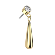 Threadless cylinder gold-plated crystal silver pendant...