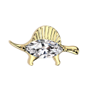 Threadless plaqué or dinosaure cristal argent