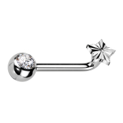 Barbell L curved female thread silver with ball silver...