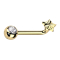 Barbell L curved, gold-plated female thread with gold-plated ball, crystal silver and diamond-cut disc, gold-plated star