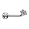 Barbell L curved female thread silver with ball silver crystal silver and flower crystals silver