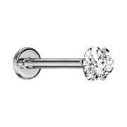 Micro Labret Internal Thread Silver Crystal Heart Silver...