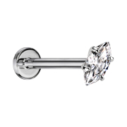 Micro Labret filettatura interna argento cristallo ovale...