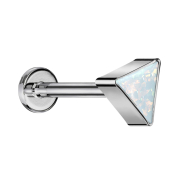 Micro Labret Innengewinde silber dreieck silber Opal weiss