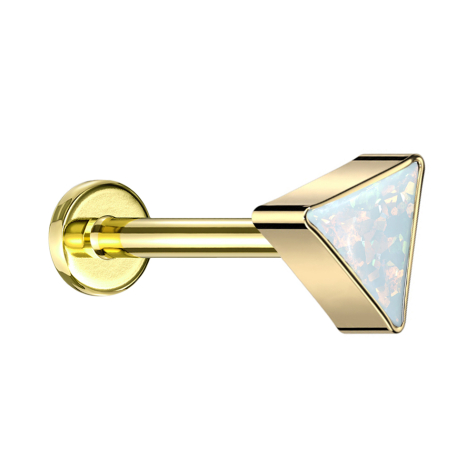 Micro Labret filettatura interna placcato oro triangolo placcato oro opale bianco