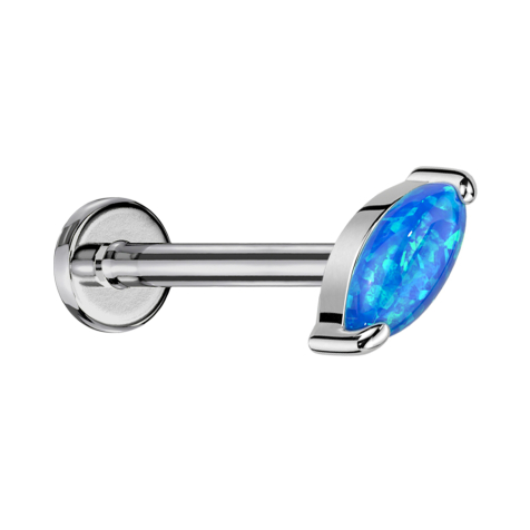 Micro Labret filetage intérieur argent ovale opale bleu