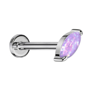 Micro labret internal thread silver Oval opal violet