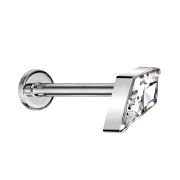 Micro Threadless Labret Silver Diamond Silver with...