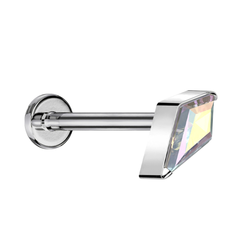Micro Labret sans filetage argent Diamant argent avec cristal multicolore