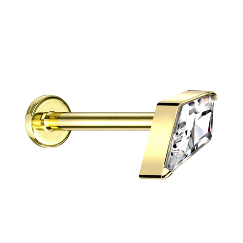 Micro Threadless Labret Gold-plated Diamond Gold-plated with crystal Silver