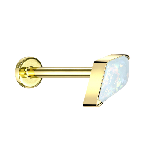 Micro Threadless Labret Gold-plated Diamond Gold-plated with white opal