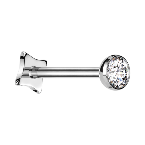 Micro Threadless Labret Eckig silber Halbkugel silber Kristall silber
