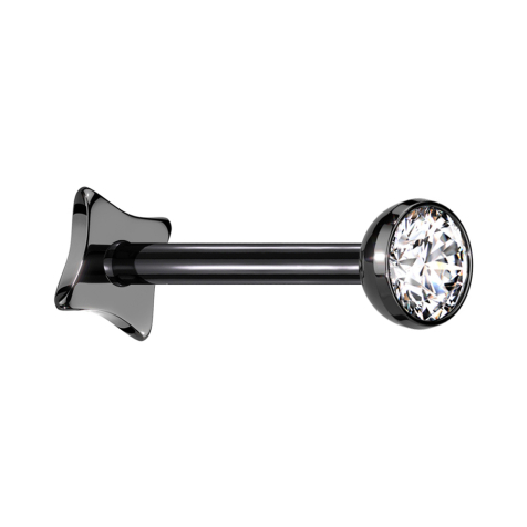 Micro Labret sans filetage Carré noir Demi-sphère noir Cristal argent