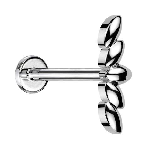 Micro labret internal thread silver five oval leaves silver