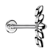 Micro labret internal thread silver five oval leaves silver