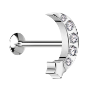 Micro Threadless UFO Labret silver moon with star silver...