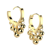 Earring silver pendant double chain