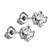 Stud earrings silver with drop crystal silver