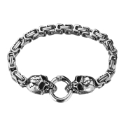 Bracelet silver square chain with skull
