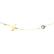 Gold-plated chain pendant ball crystal silver and cross