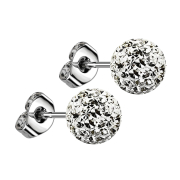 Stud earrings silver with crystal ball silver epoxy...