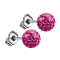 Stud earrings silver with crystal ball pink epoxy protective layer